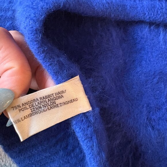 Parkhurst Blue Angora Rabbit Lambswool Blend Beret Hat Made in Canada Winter - Picture 5 of 6